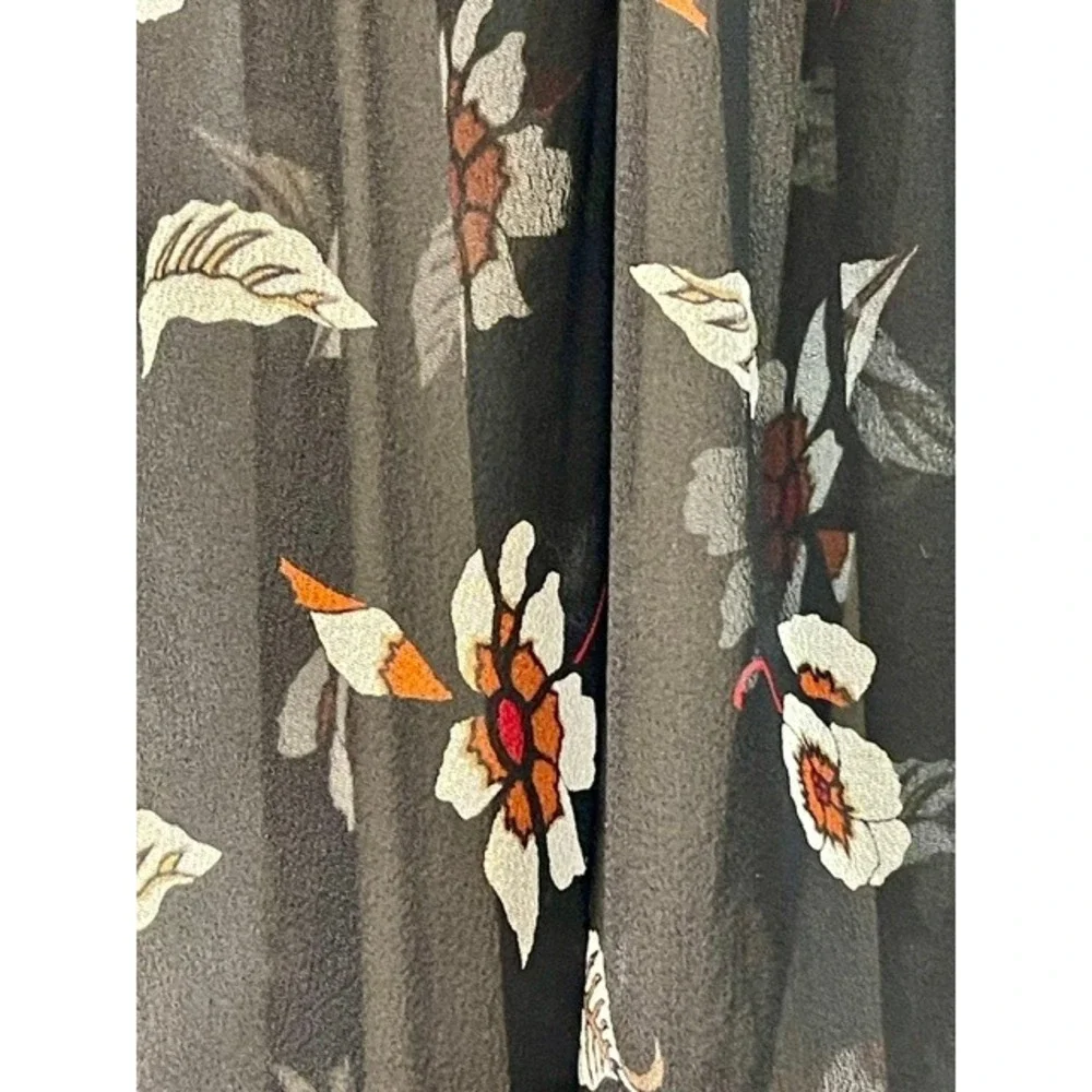 Symphony Designs Vintage 90s Black Floral 100% Silk Sheer Chiffon Ethereal Scarf